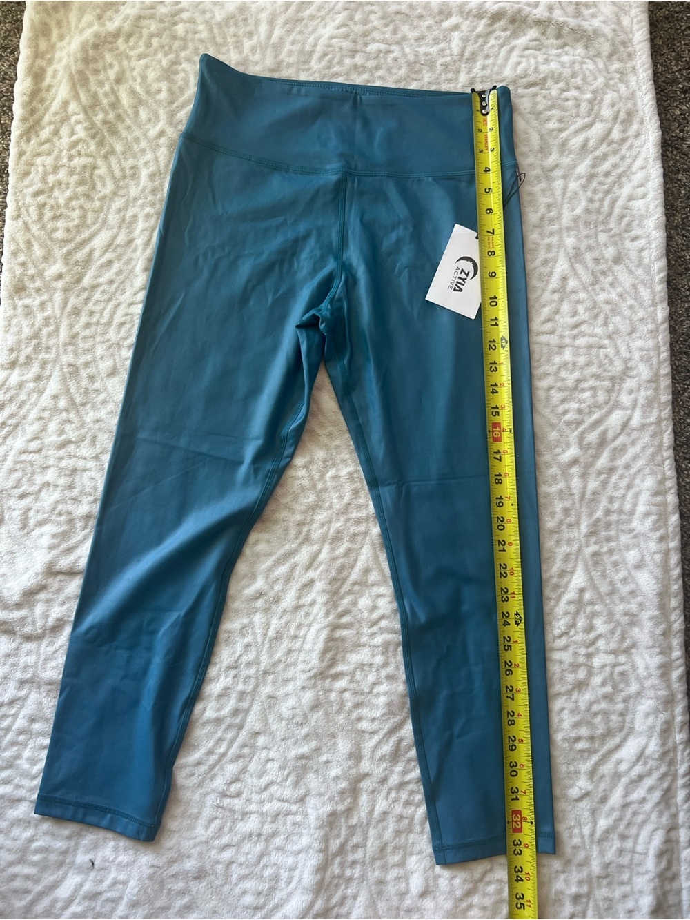 NWT Zyia Metallic Ocean Light n Tight High-Waist 7/8 Active Leggings |Size 14-16 - Picture 6 of 9